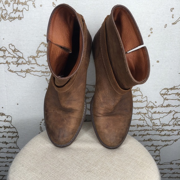 Madewell Women's Approx. Size 7.5 The Biker Boot Distresses Apple Butter Brown - Picture 11 of 16